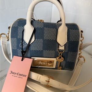 Juicy Couture Miss Independent Mini Crossbody Bag Checkered Chain Heart Key NWT